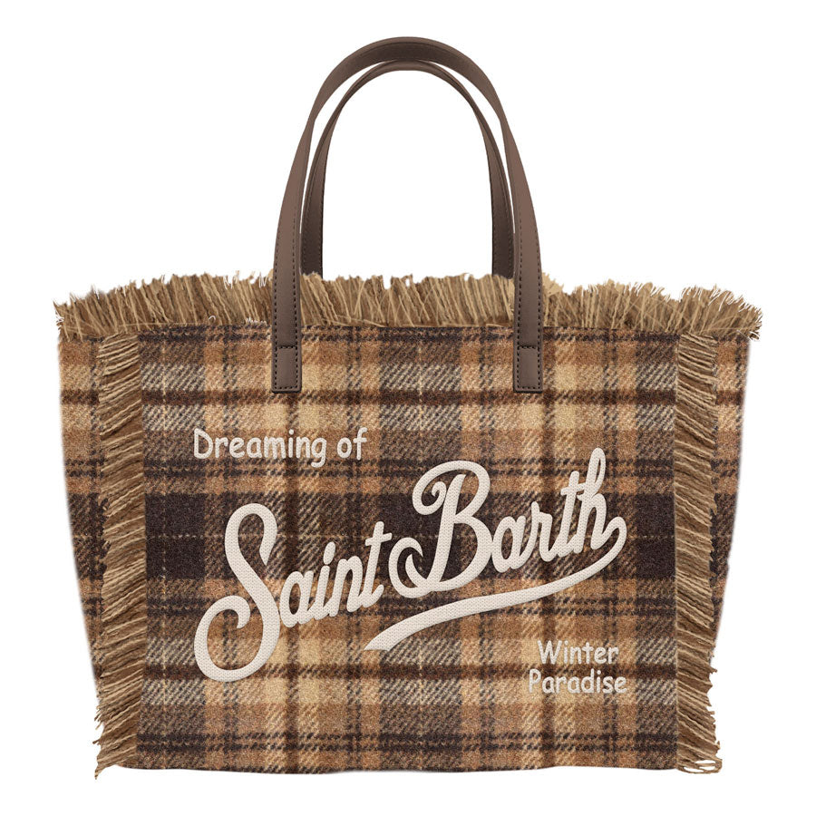 MC2 Saint Barth Colette Wool borsa donna tartan marrone lana