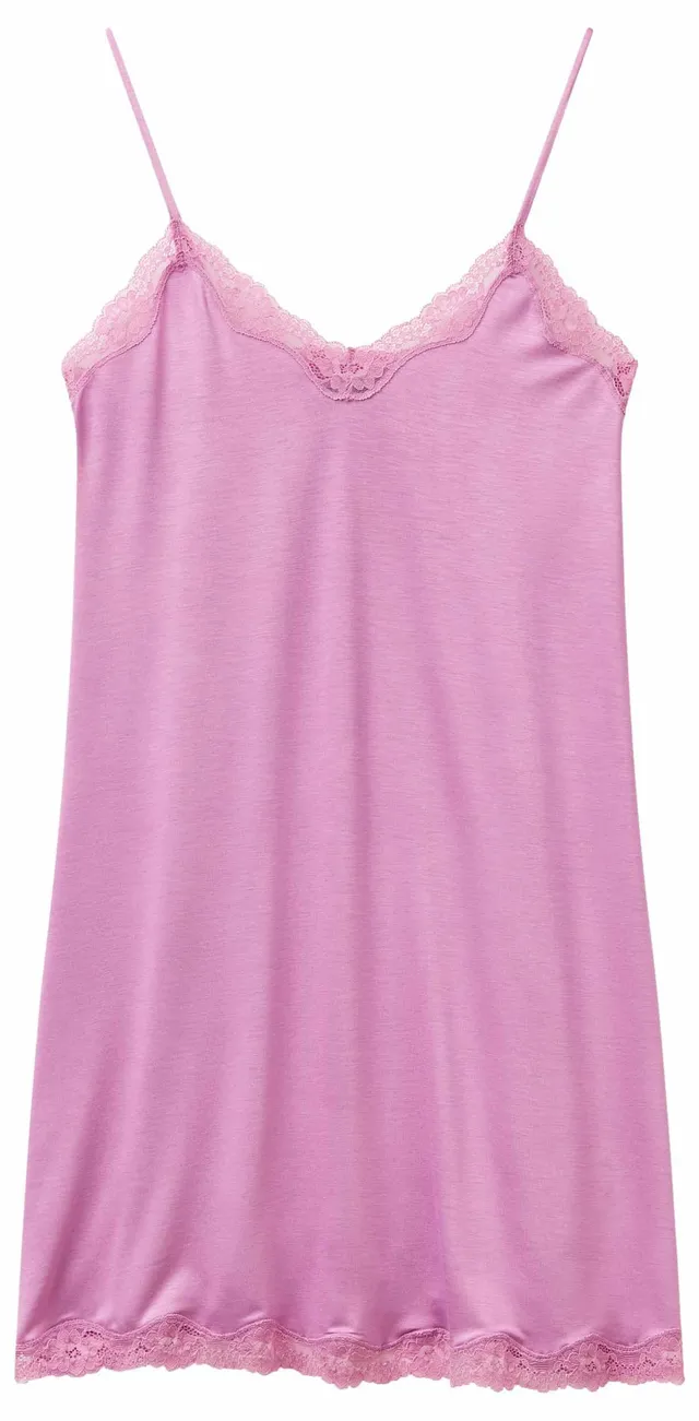 Benetton 3z123v00i Sottoveste Donna S Rosa Viscosa