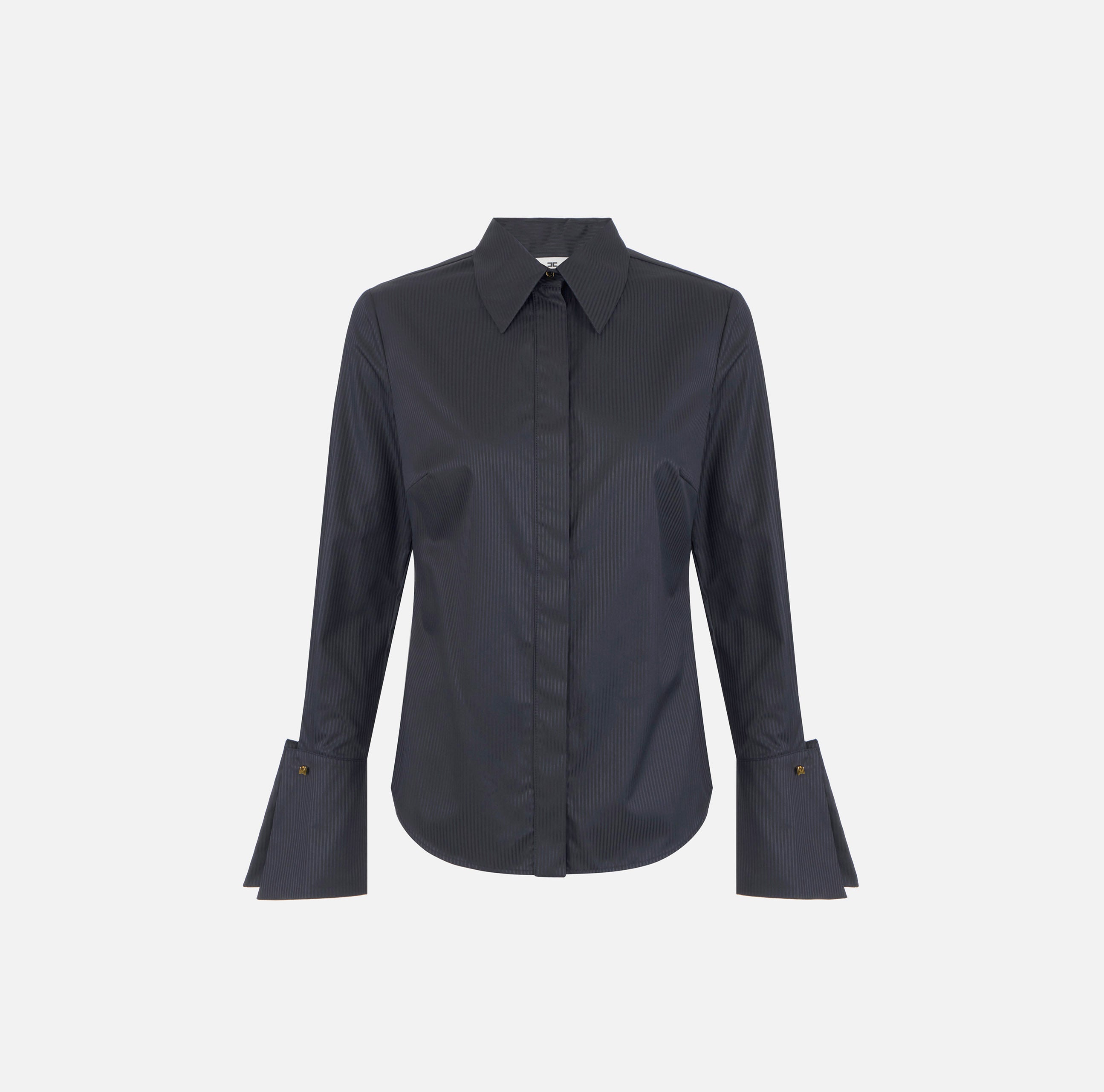 Elisabetta Franchi CA18866E2 Camicia Cotone Nero Rigato