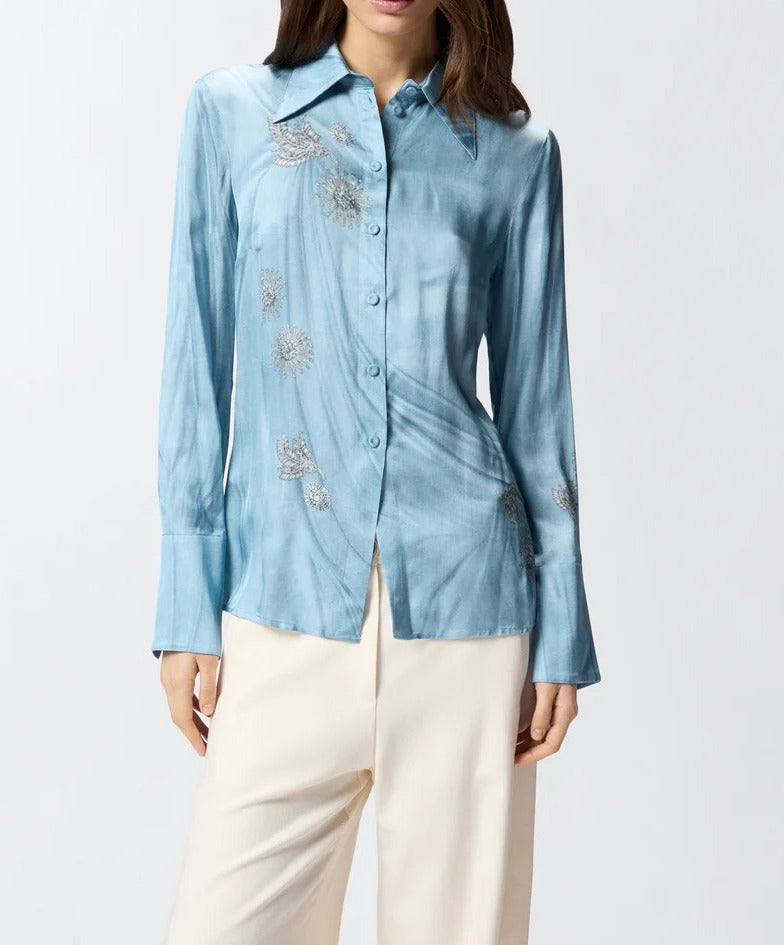 Pinko Christa 106211 A37N Camicia Blu Viscosa