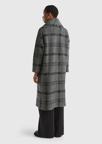 Benetton cappotto donna M lana jacquard lungo