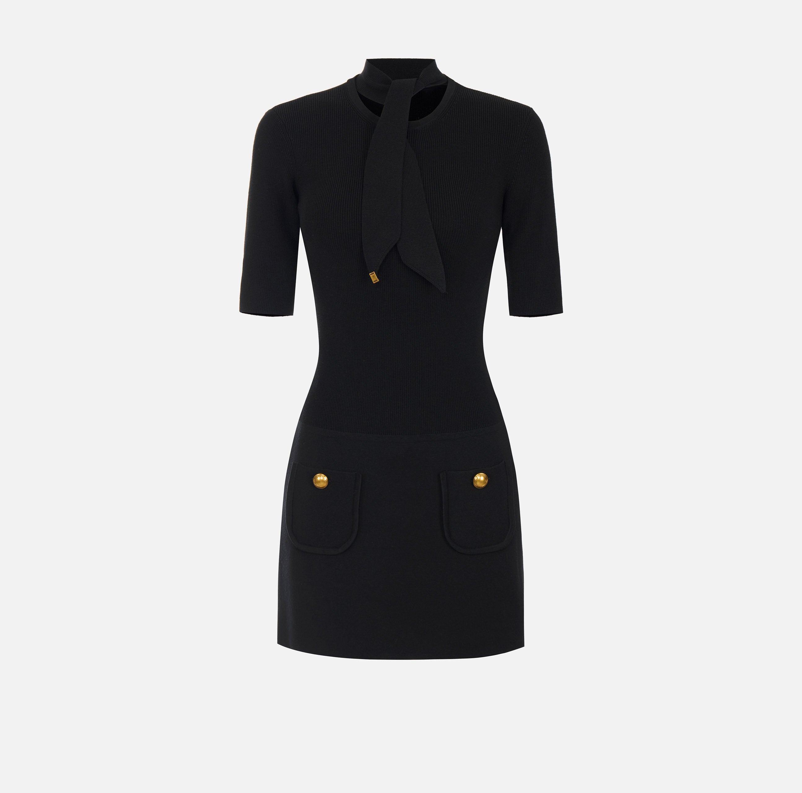 Elisabetta Franchi AM04S66E2 Abito Corto Nero Maglia