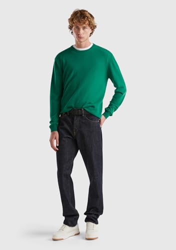 Benetton Maglieria 1002u1g34 maglia uomo verde lana merino S