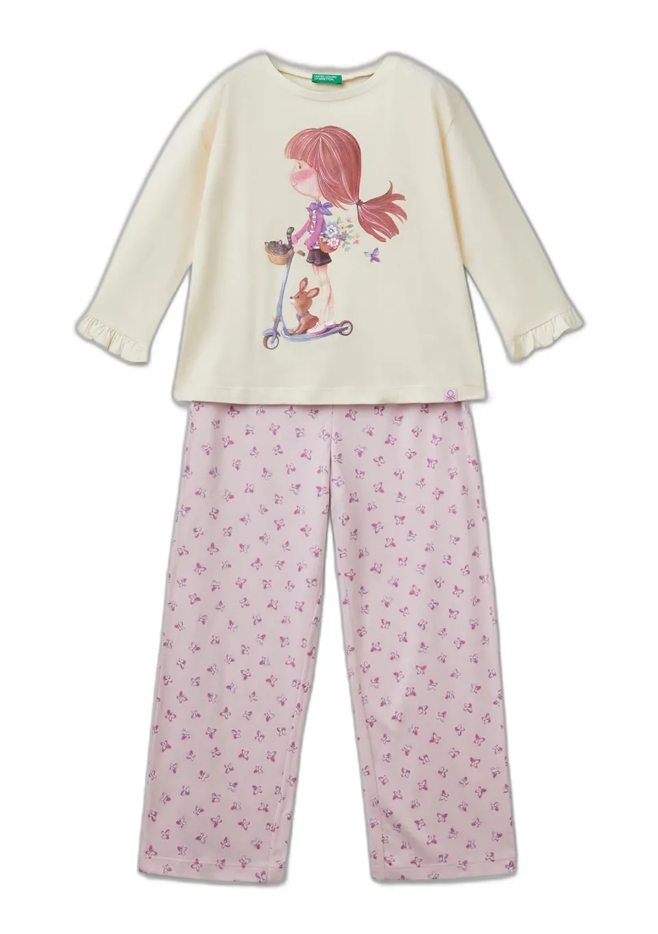Benetton 3y5e0p08b Pigiama Bambina Jersey Taglia XS