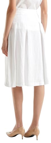 Benetton Gonne 4AGHD0039 Midi Lino Bianco Ottico 36