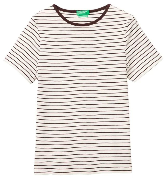 Benetton 339pd10bx T-shirt Donna panna slim fit