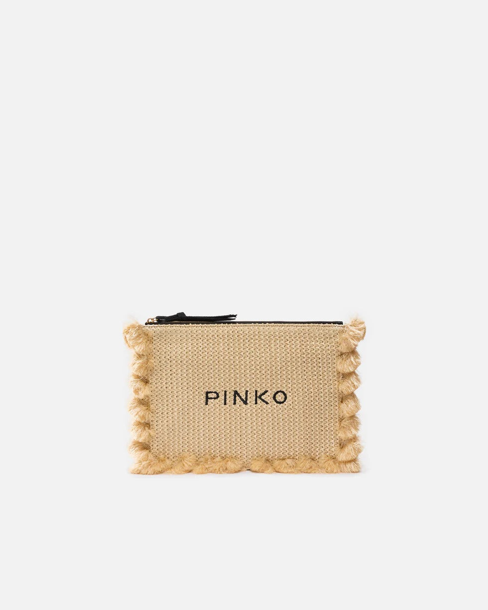 Pinko 106718 A39Y Borsa Donna Beige Flat Raffia 31x21 cm