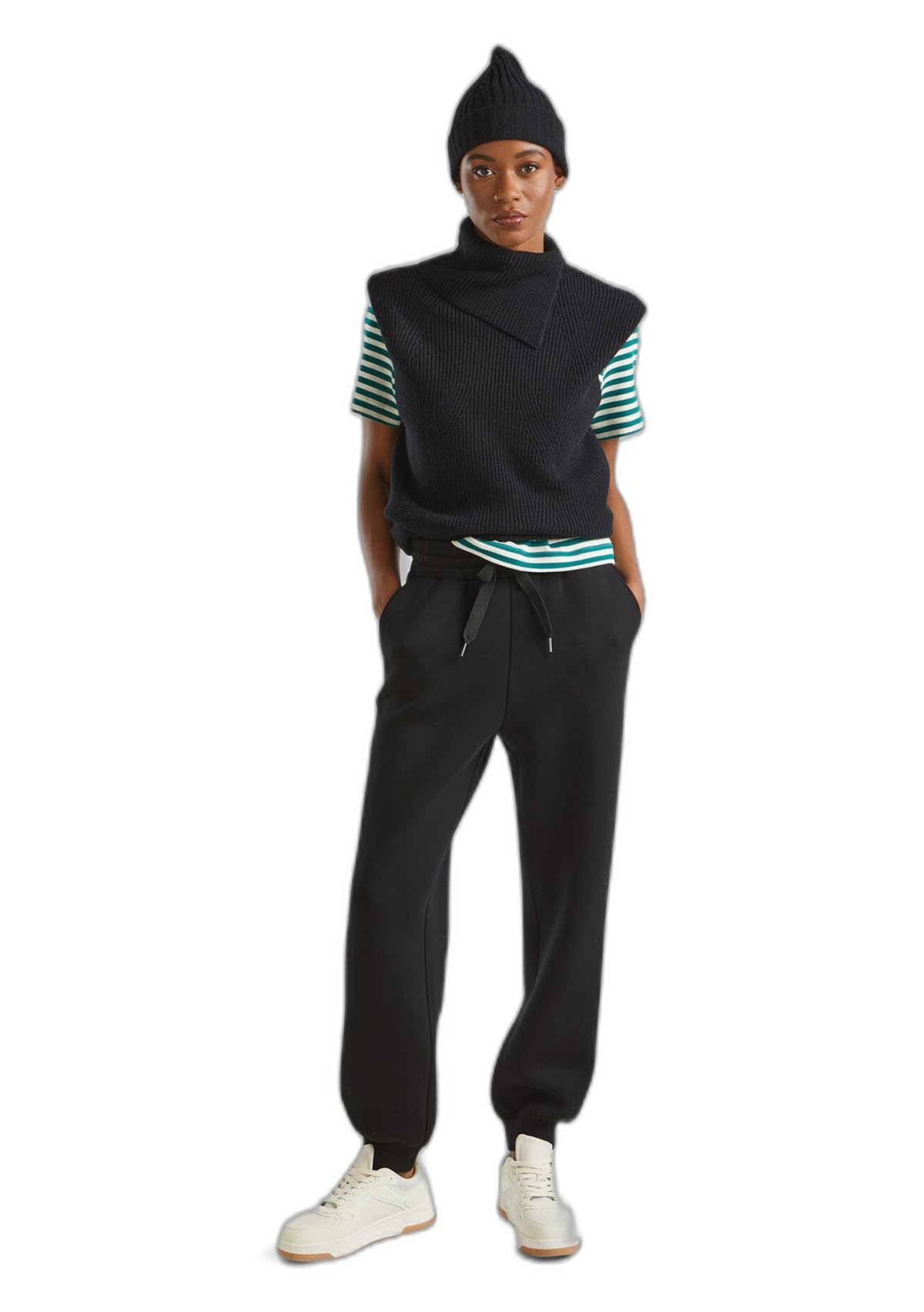 Benetton Pantaloni Felpa Donna Taglia L con Polsino