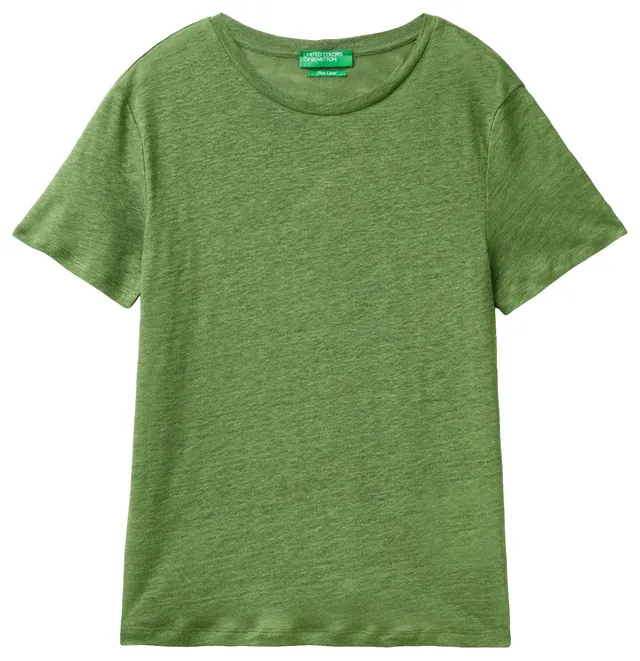United Colors of Benetton T-Shirt Lino Donna Verde Bosco