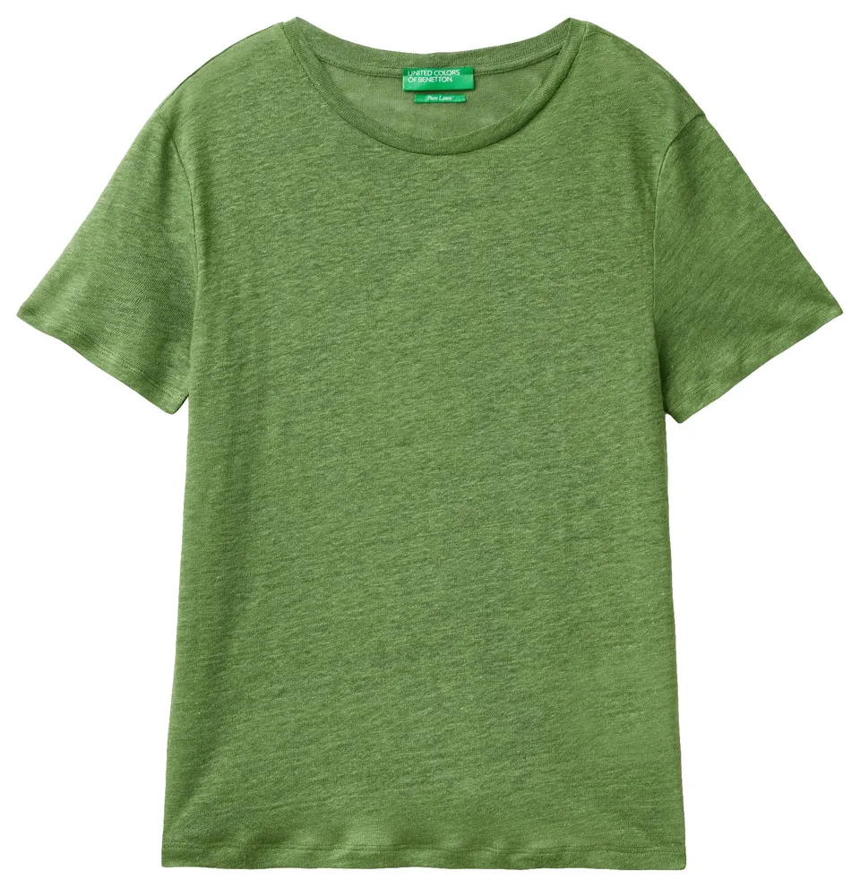 United Colors of Benetton T-Shirt Lino Donna Verde Bosco