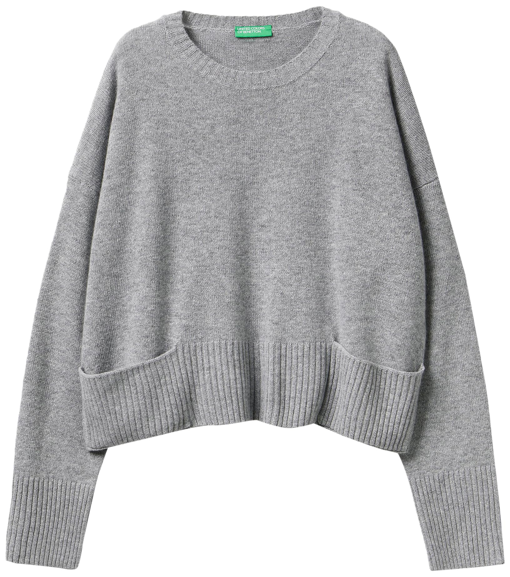 Benetton 126wd10e4 Maglione Donna M girocollo con tasche