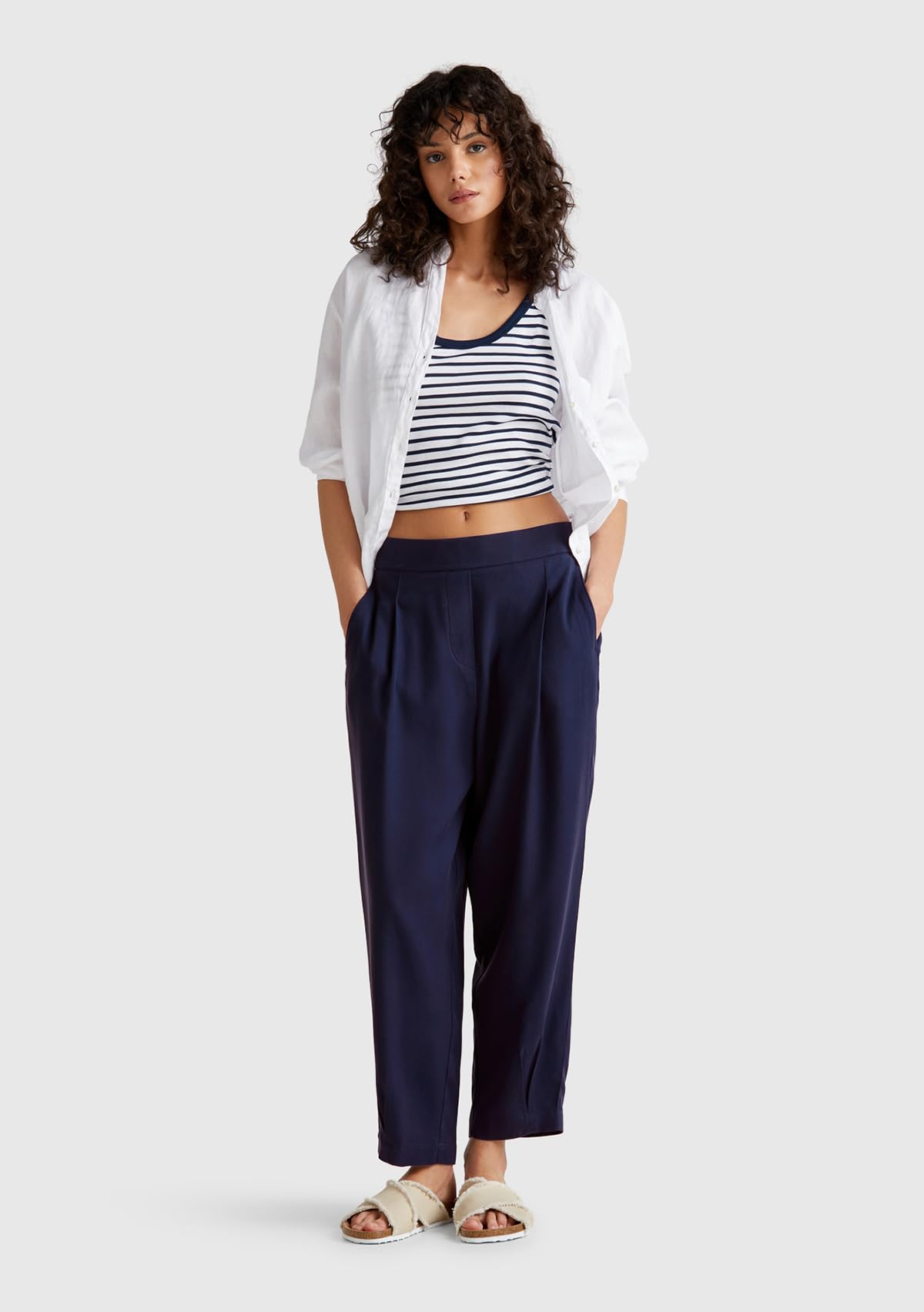 Benetton Pantalone Lyocell Vita Elasticata Pences