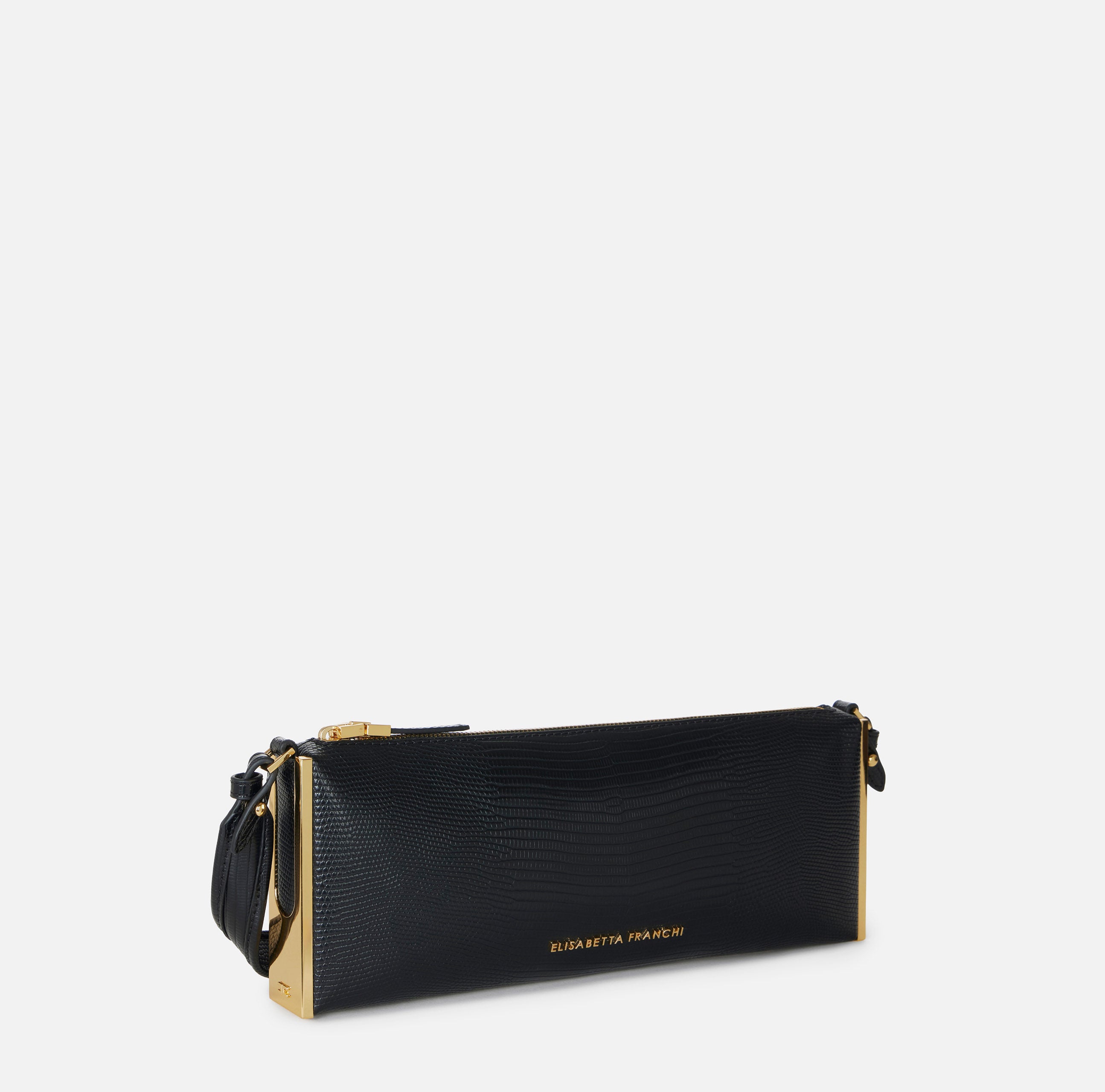 Elisabetta Franchi BS15A66E2 borsa a spalla nero stampa lucertola