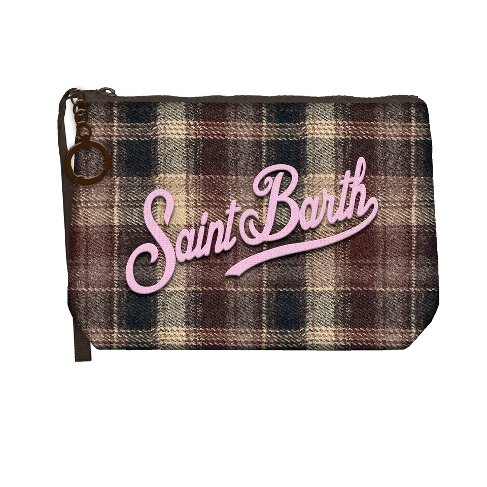 MC2 Saint Barth Aline Mini Wool Pochette Tartan Bordeaux