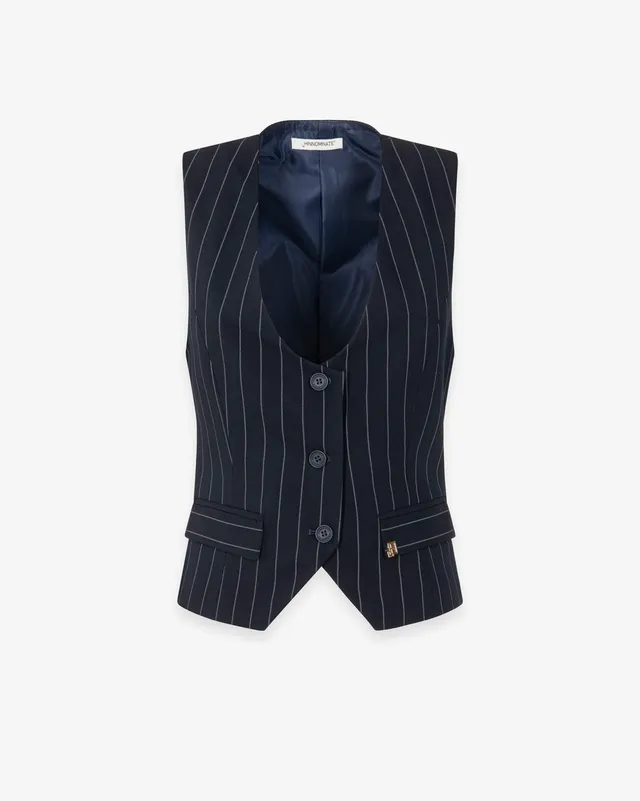 Hinnominate HMABW02561 gilet donna blu gessato viscosa