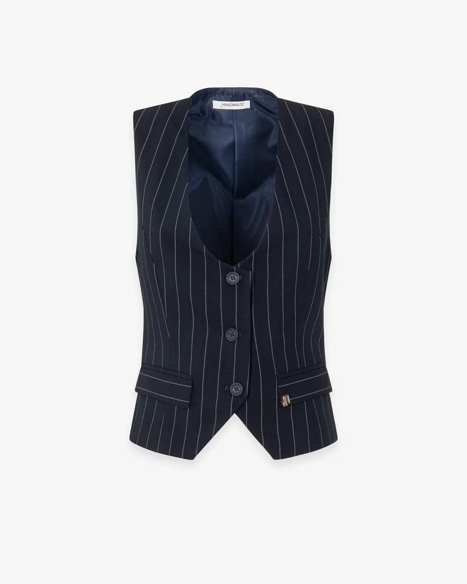 Hinnominate HMABW02561 gilet donna blu gessato viscosa