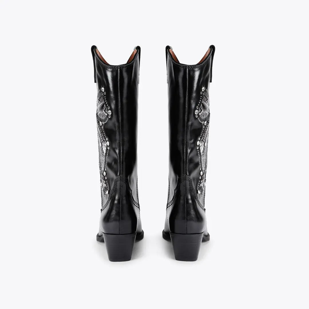 Kurt Geiger Rodeo Bow 5857800109 stivale nero pelle tacco 5 cm
