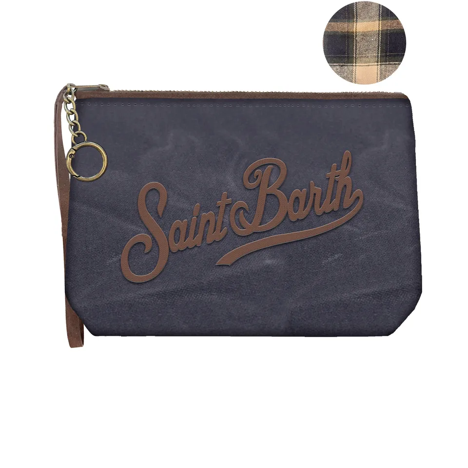 MC2 Saint Barth Aline Mini Wax Pochette Nylon Navy Marrone