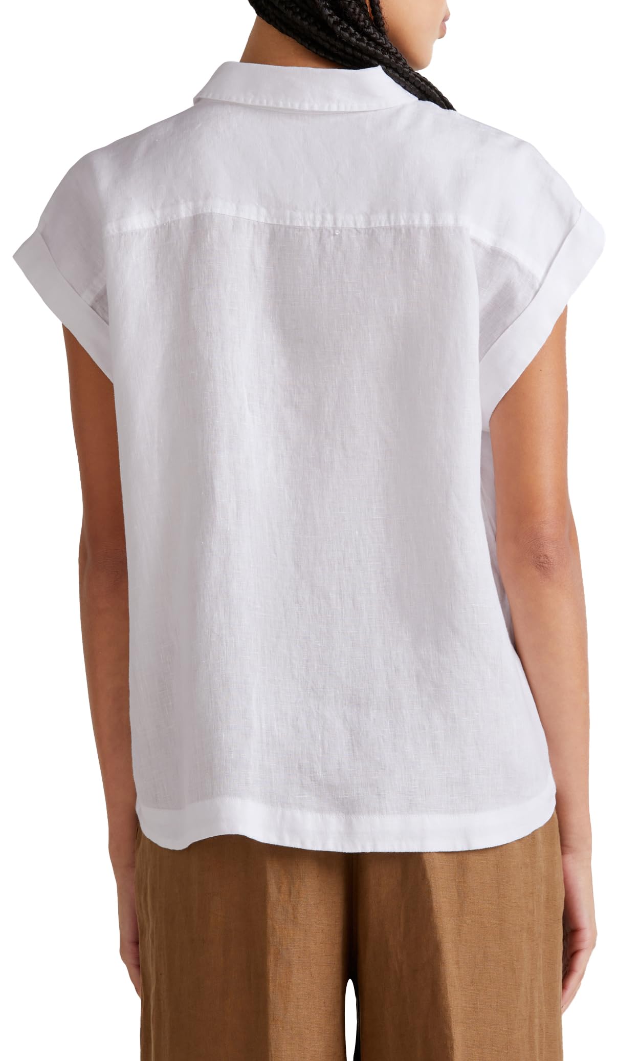 Benetton 5bmldq06v camicetta donna lino boxy Bianco