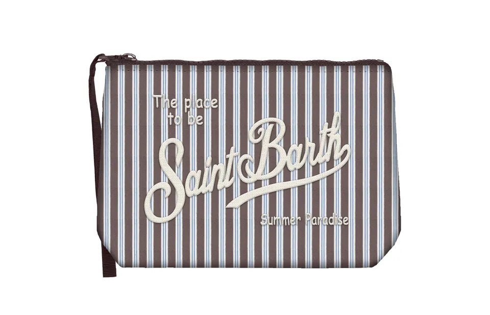 MC2 Saint Barth Aline Cotton pochette righe marrone