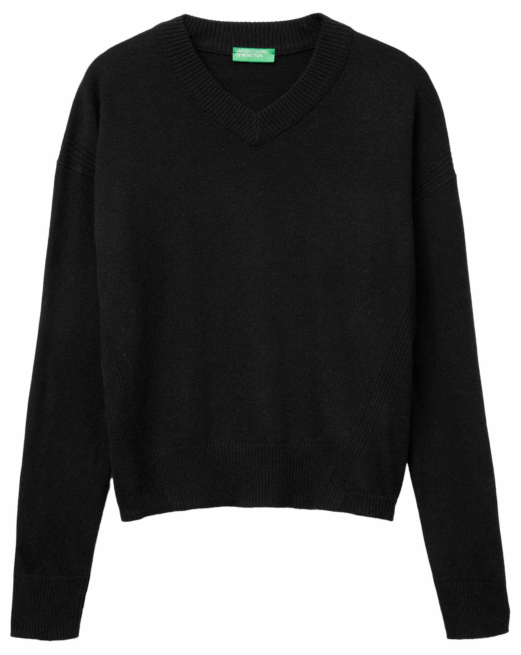 Benetton Maglieria Maglione Donna S Blu a Coste Diagonali