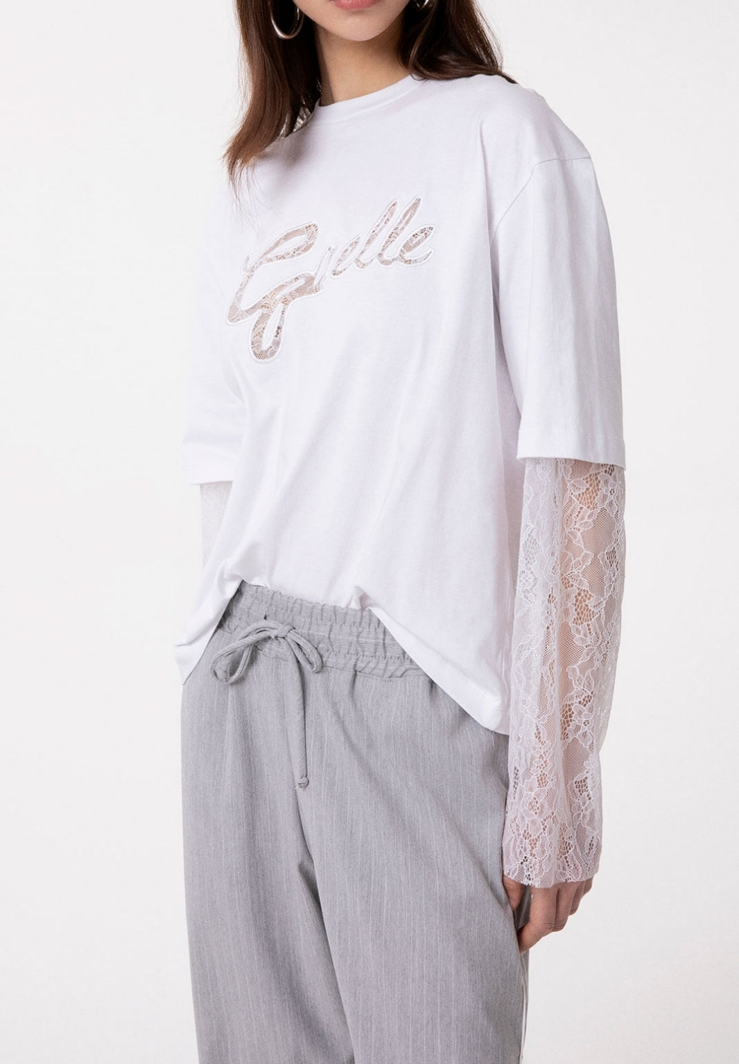 Gaelle Paris GAABW09343 t-shirt bianco jersey pizzo