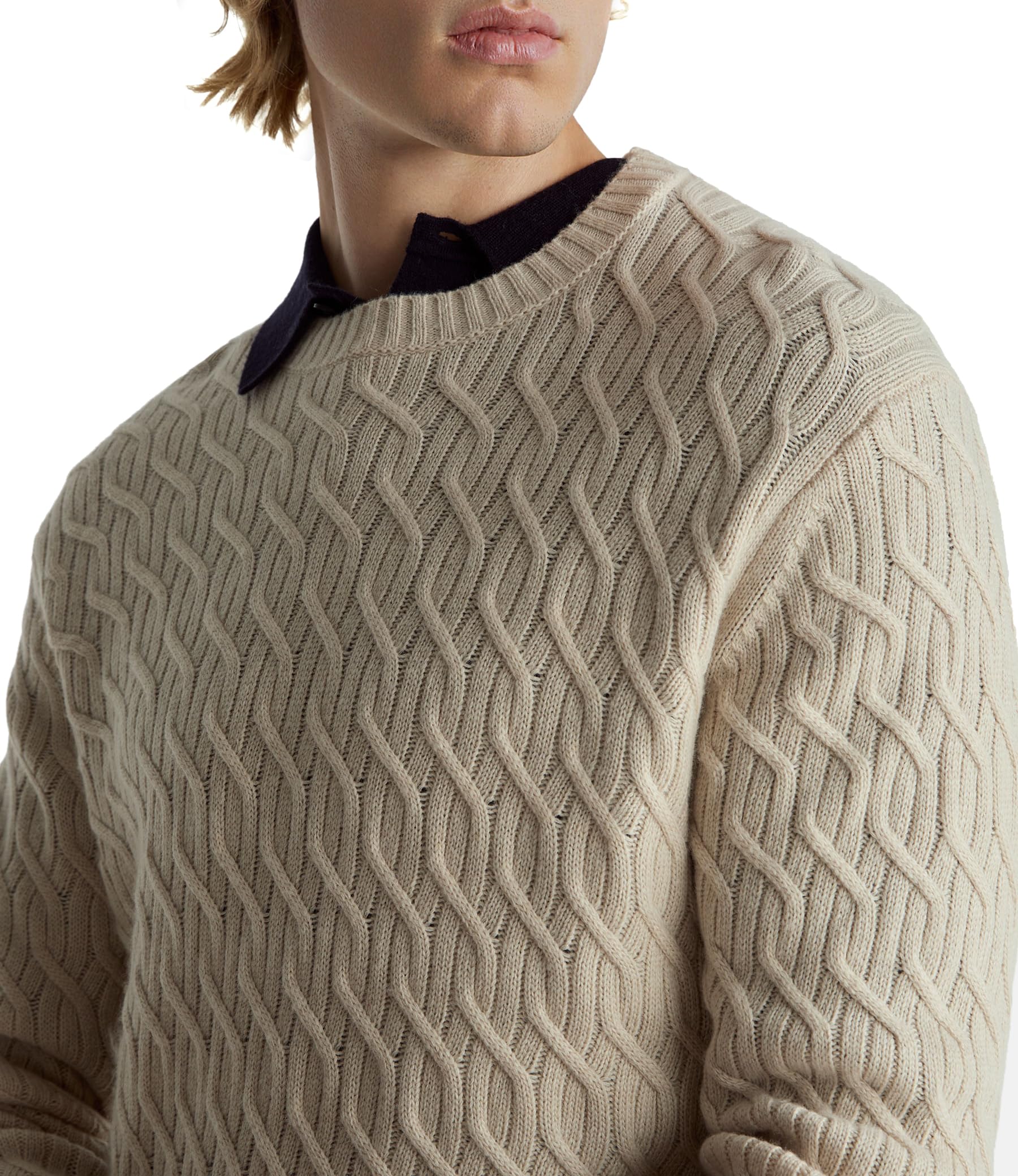 Benetton Maglieria Maglia Girocollo Uomo M Trecce
