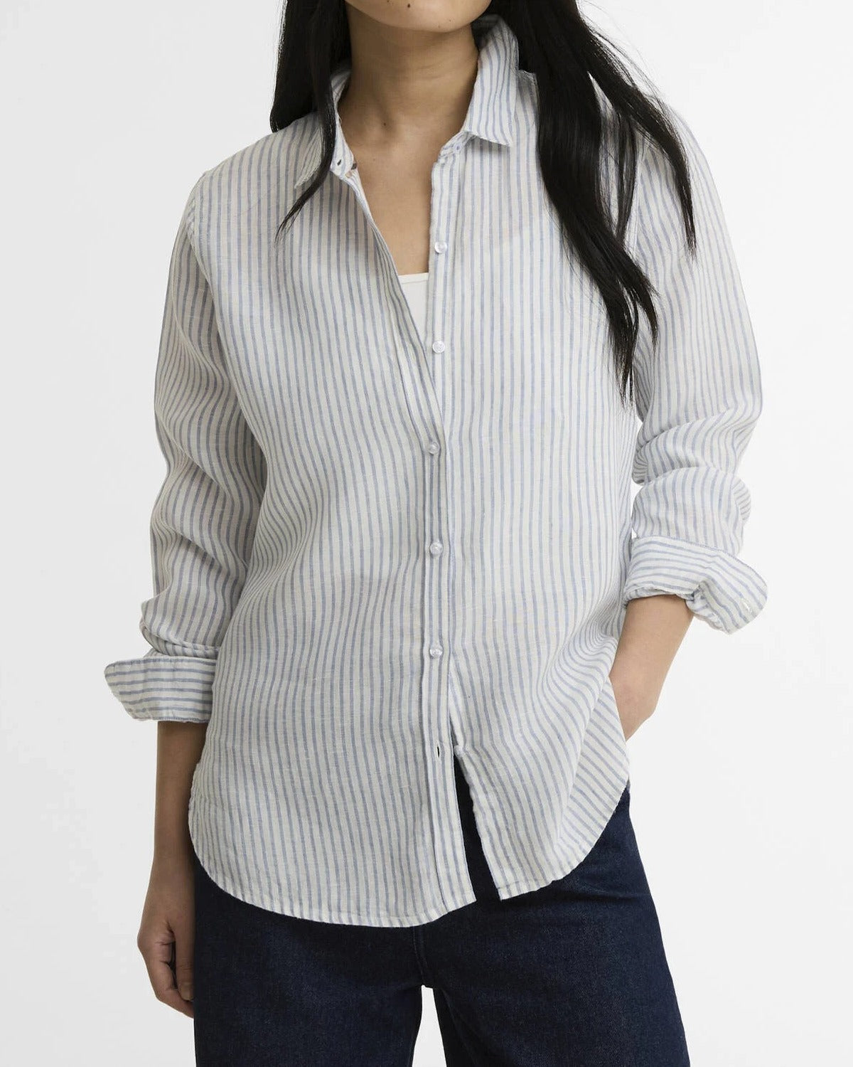 Barbour Marine LSH1315 camicia donna chambray stripe lino