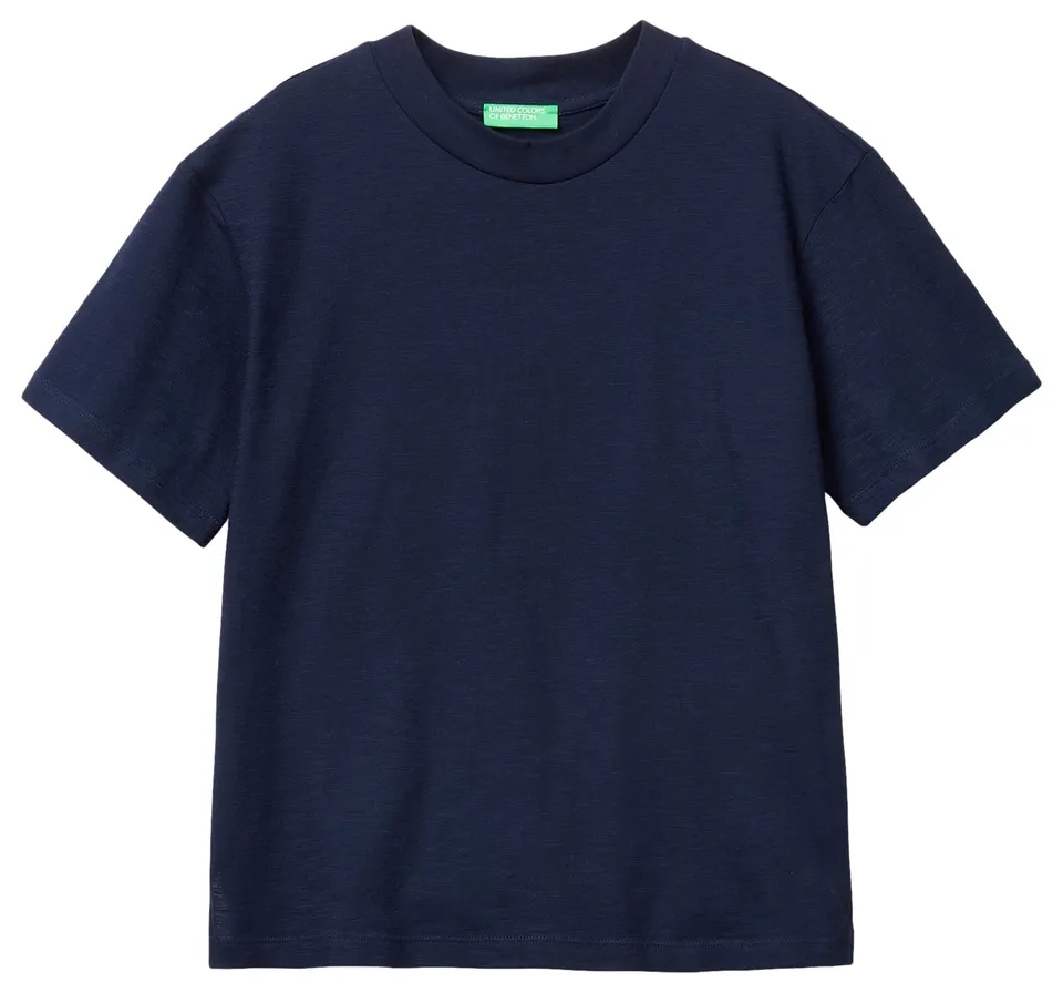 Benetton T-Shirt Donna Jersey Blu Taglia Blu