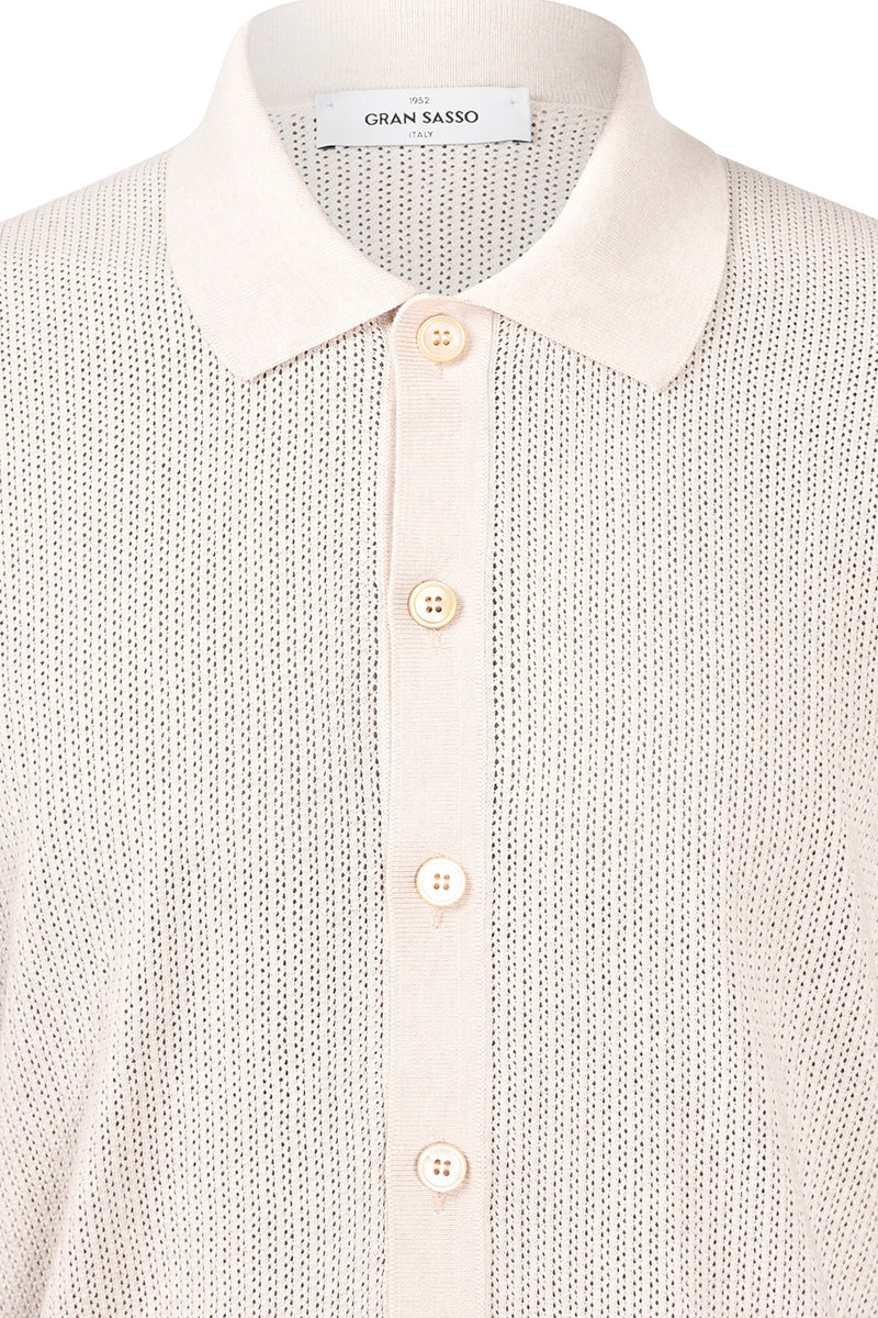 Gran Sasso 57180 20611 Camicia Uomo Panna Cotone Traforato