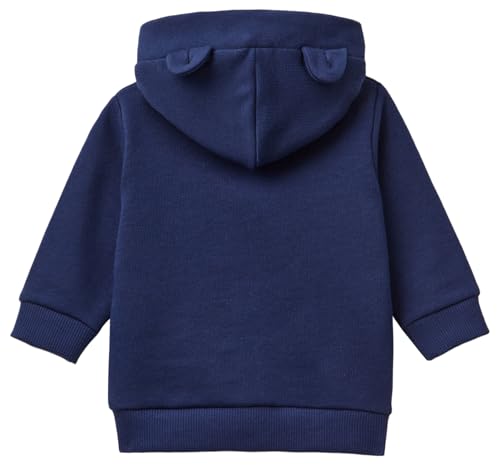 Benetton Felpa zip cappuccio orecchie logo coniglietto