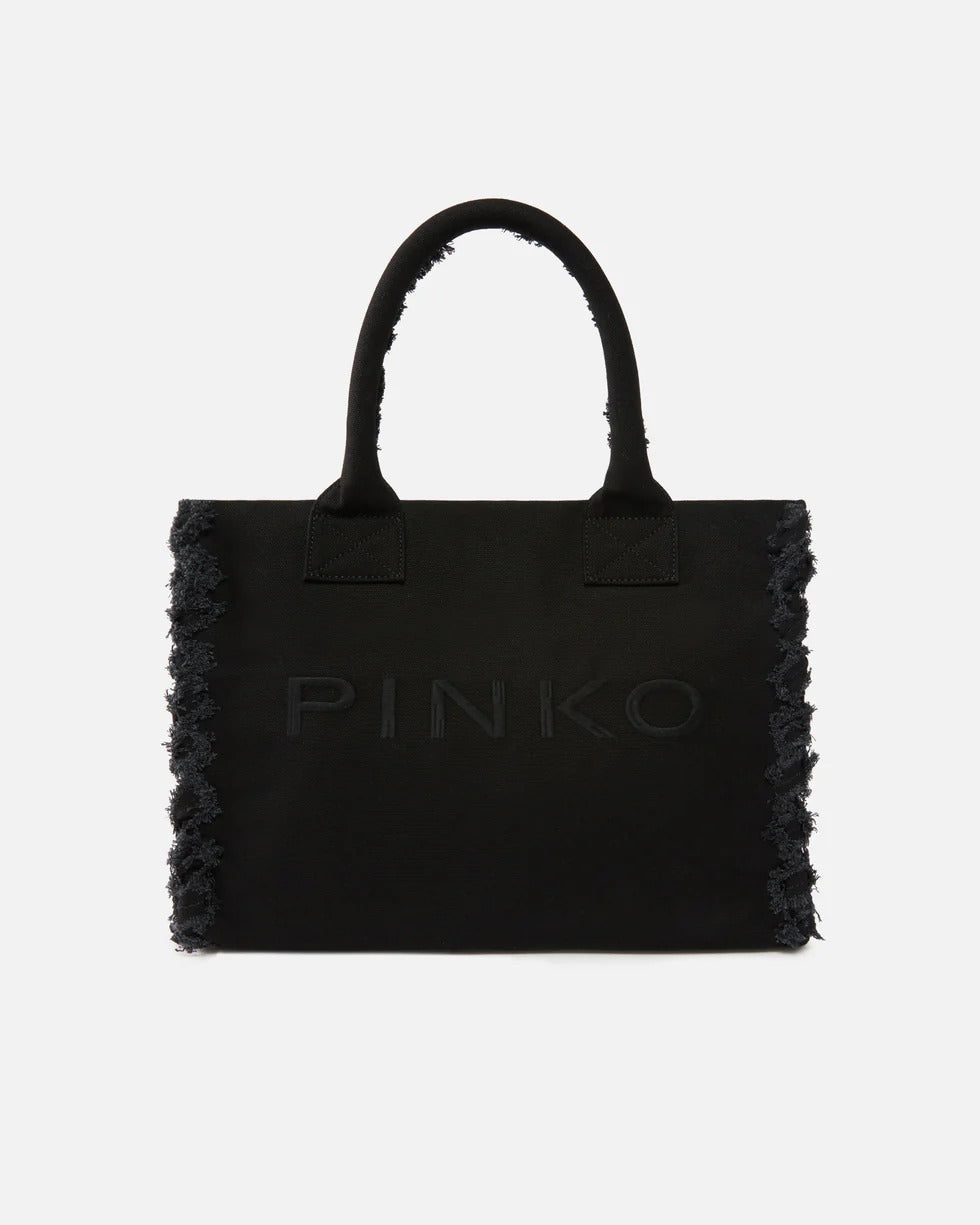 Pinko Shopper Beach Canvas 106673 A3A4 borsa nero cotone