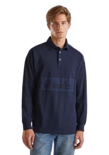 Benetton Polo Rugby Manica Lunga Uomo Ricamo