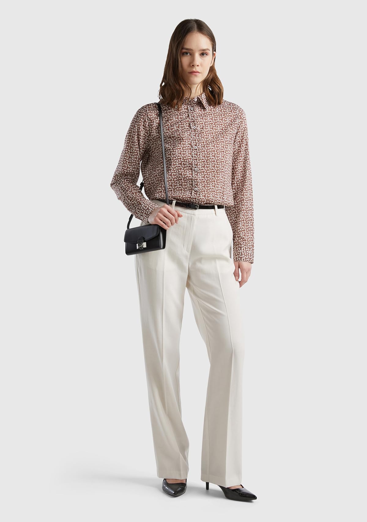 Benetton 4YFWDF05R Pantaloni Donna Panna 36 Viscosa