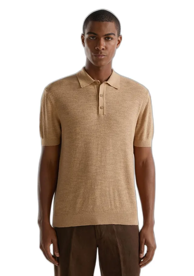Benetton Polo 105GU300Z Maglia Uomo Cammello Regular