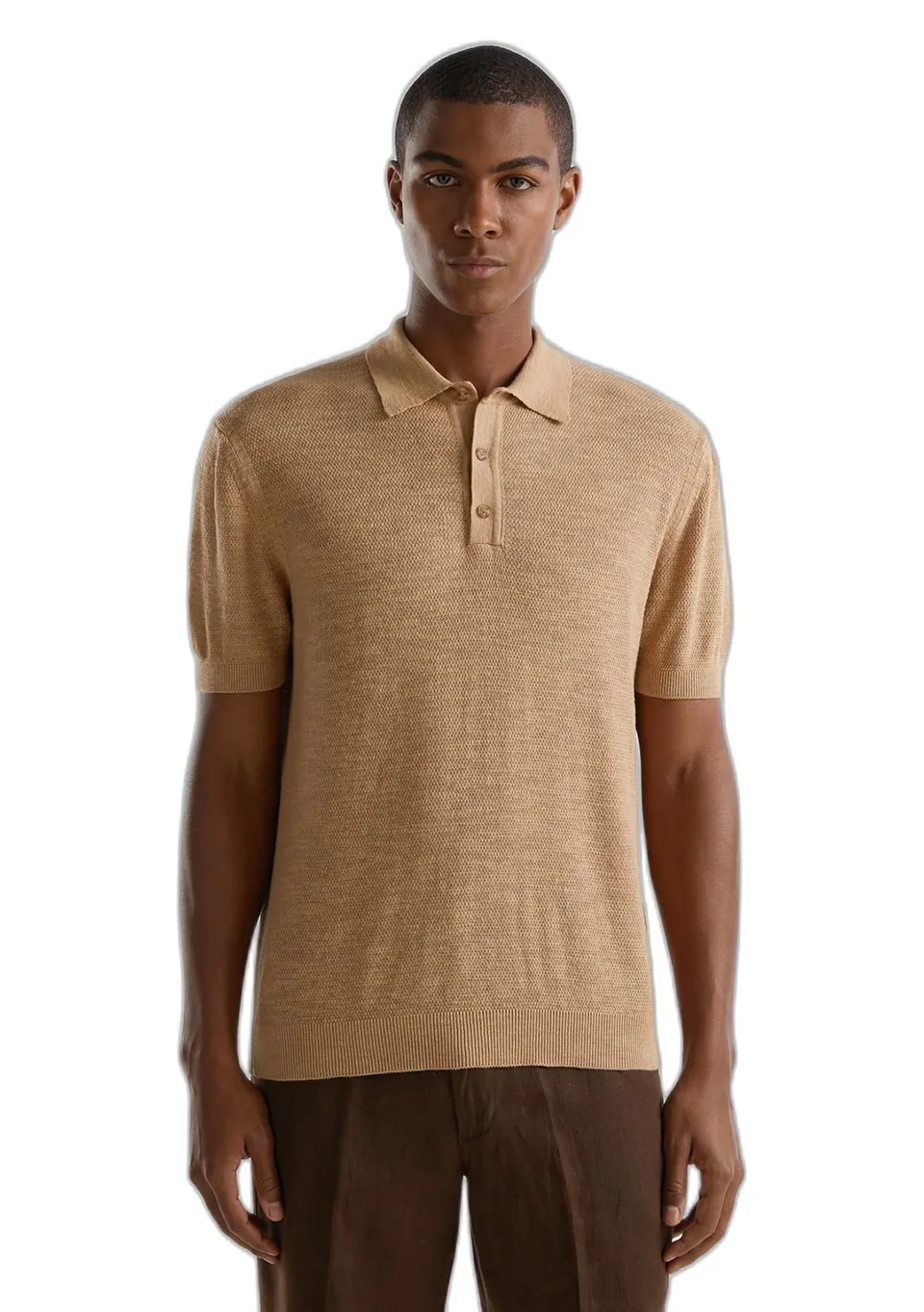 Benetton Polo 105GU300Z Maglia Uomo Cammello Regular