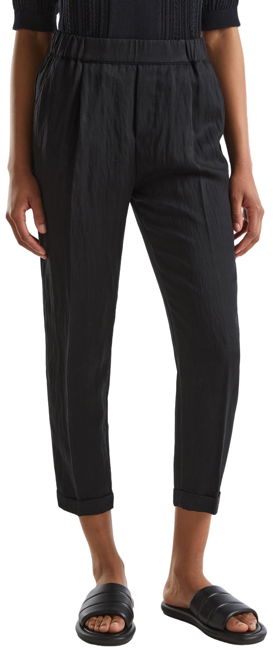 Benetton 47ozdf079 Pantaloni Regular Donna Nero