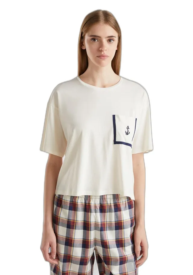 Benetton Intimo e Pigiami Maglia Pigiama Donna L Cotone