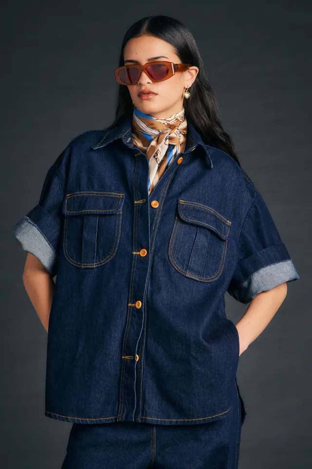 Karen Walker Mod Shirt camicia denim indigo relaxed