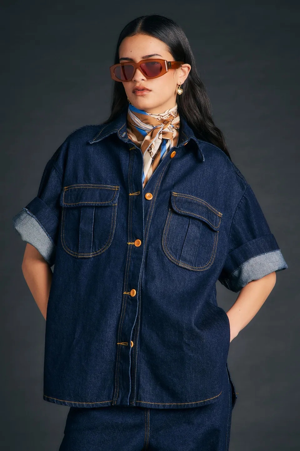 Karen Walker Mod Shirt camicia denim indigo relaxed