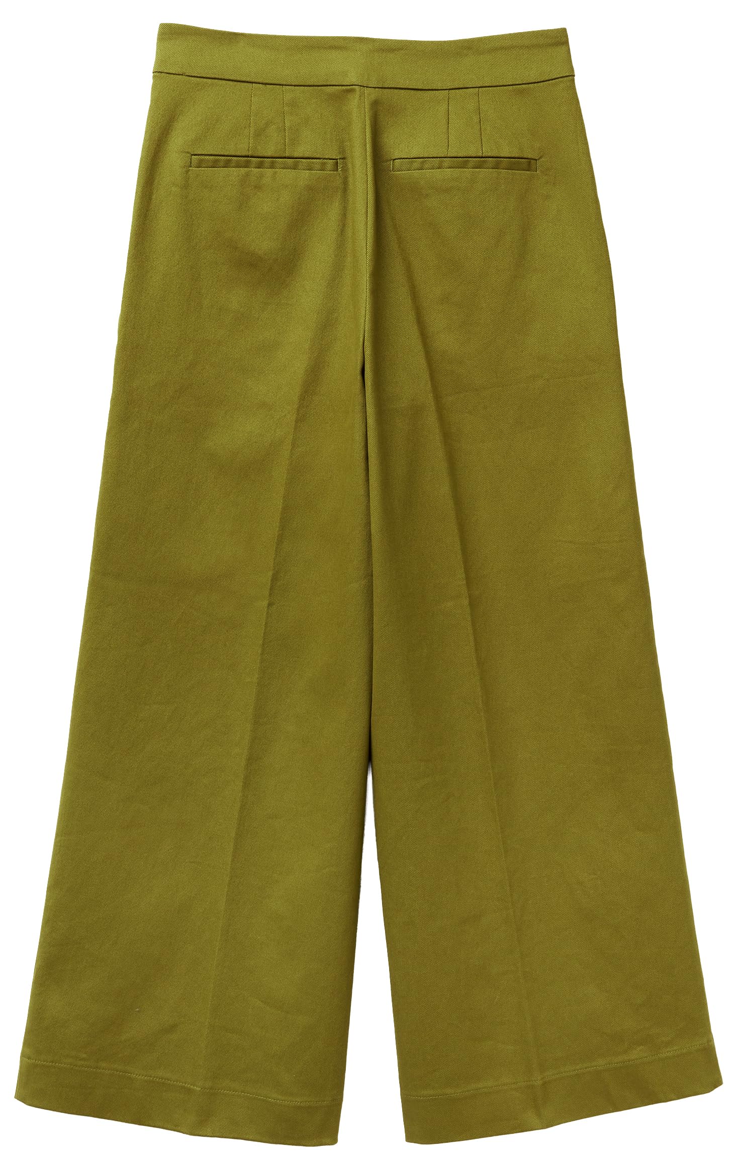 Benetton pantaloni donna twill cotone vita alta svasata
