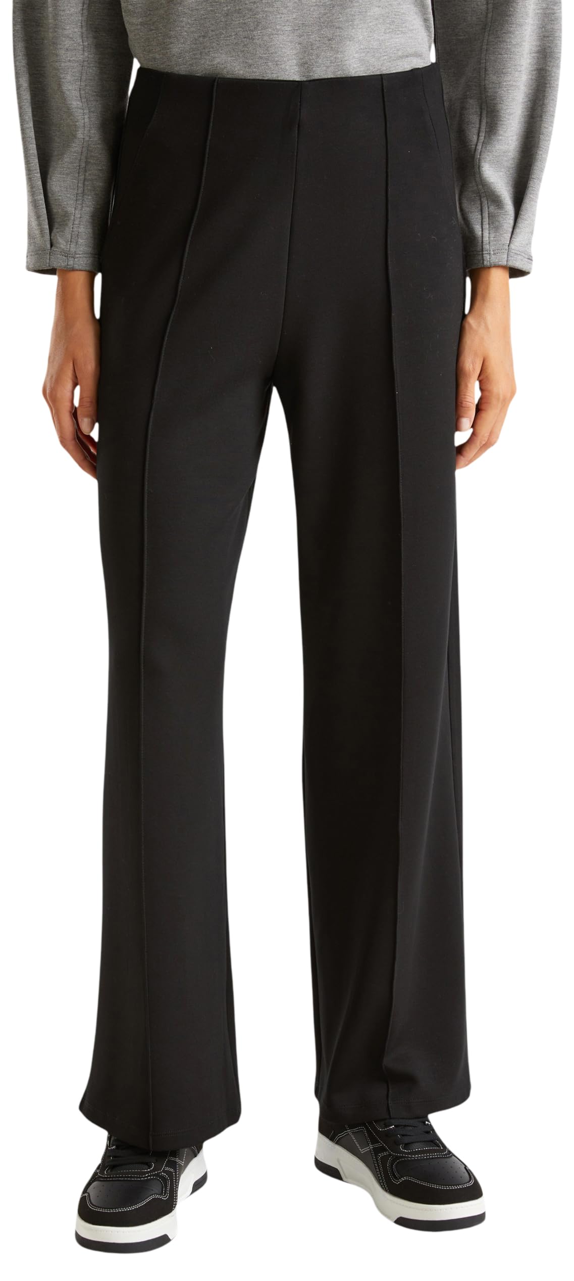 Benetton 38y6df017 Pantaloni Donna Grigio Interlock