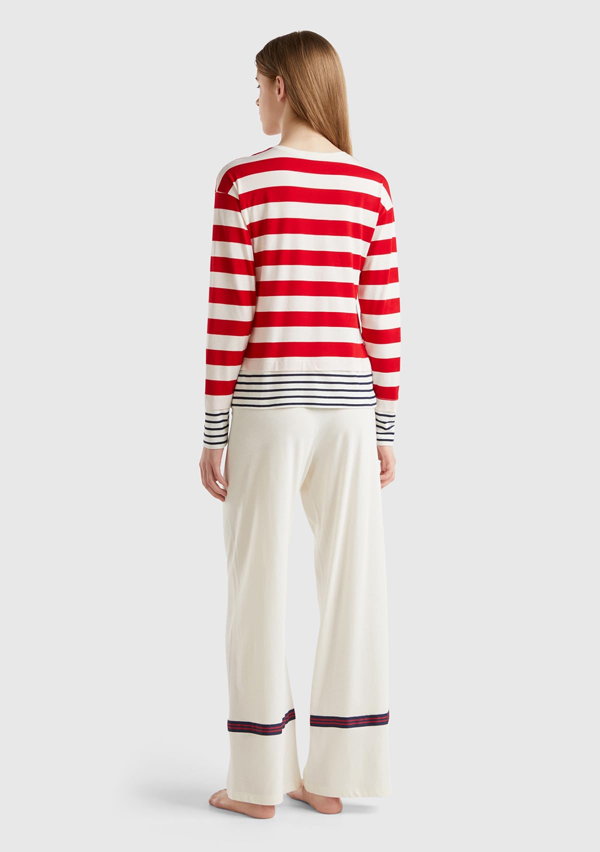 Benetton 3okg3p033 Set Pigiama Donna Cotone Multicolor