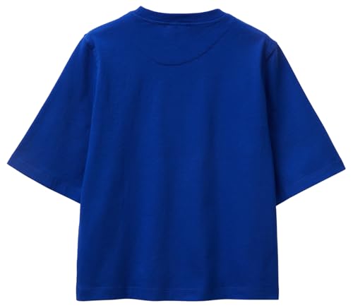 Benetton 3BL0E17G5 T-Shirt Donna Blu XS Boxy