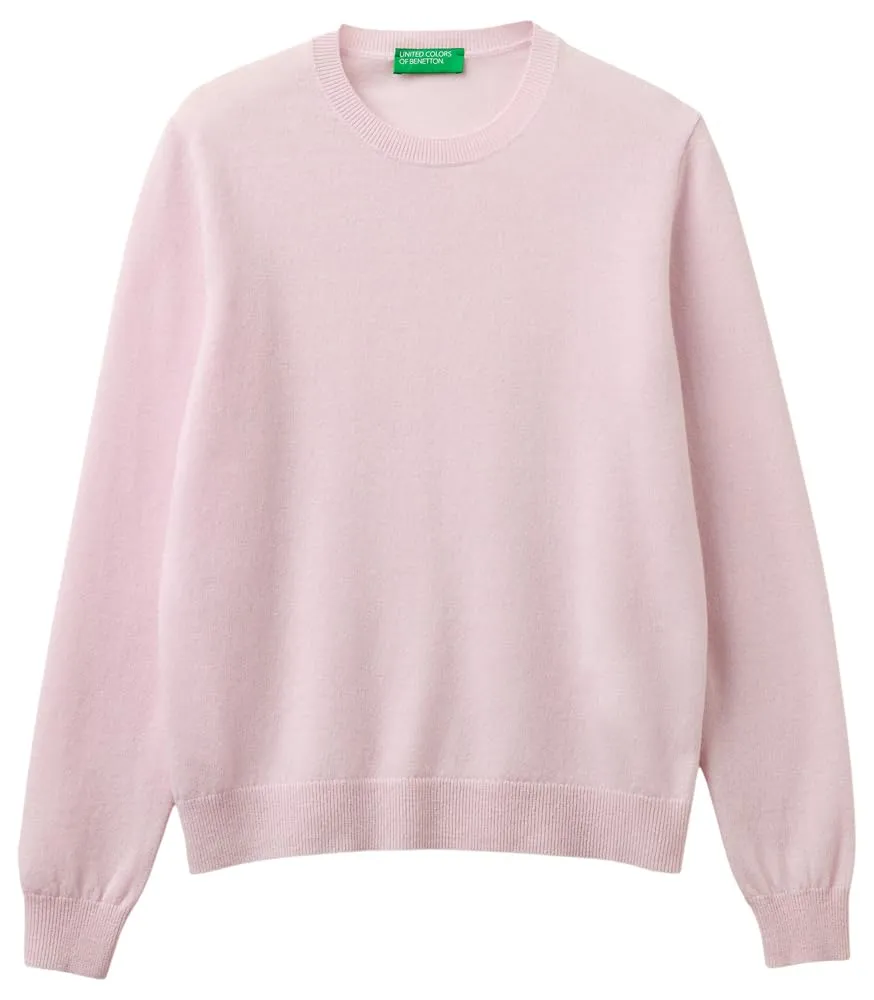 Benetton Maglieria G/C Maglione Girocollo Lana Merino Donna