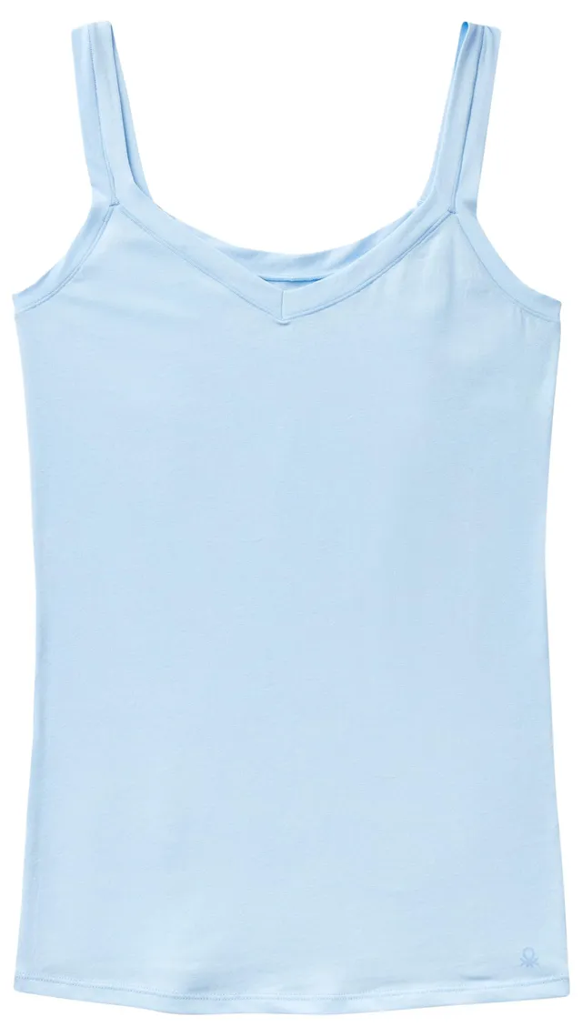 Benetton canottiera donna celeste 2k3 cotone