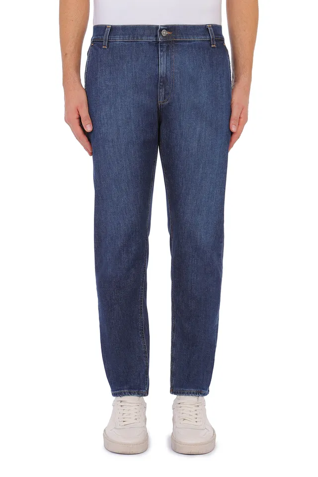 Dondup Jeff UP641 jeans uomo blu carrot denim