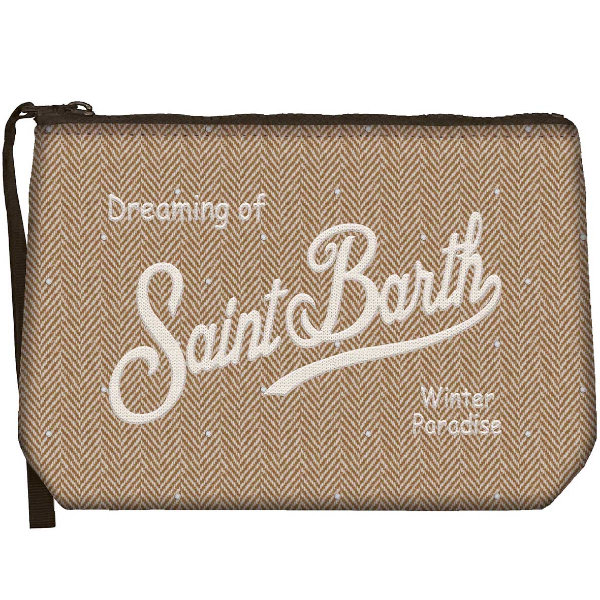 MC2 Saint Barth Aline Wool pochette beige herringbone