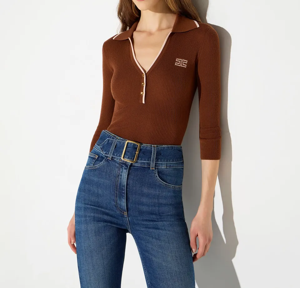 Elisabetta Franchi MK17B66E2 polo maglia sigaro lana