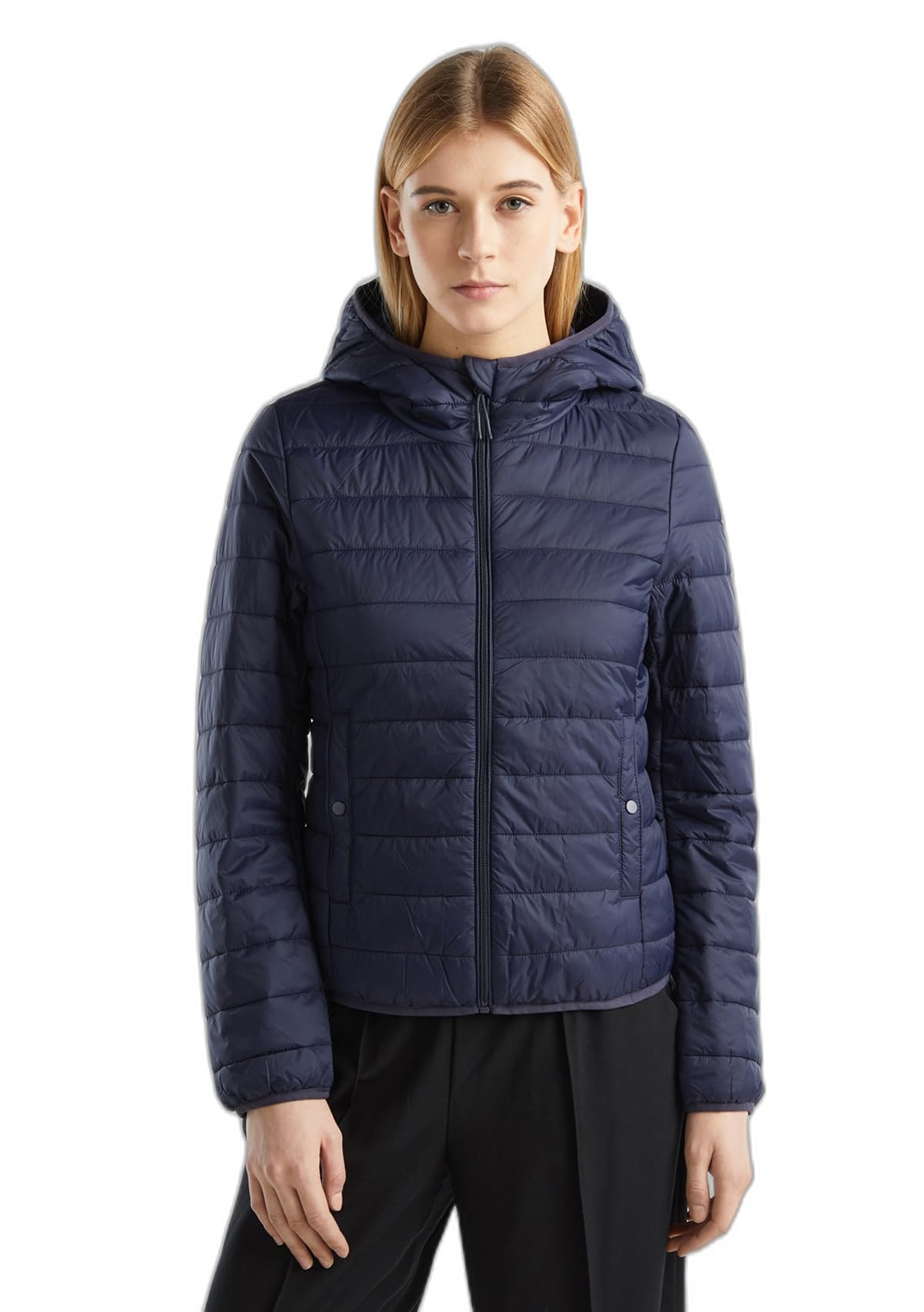 Benetton 2twddn024 giacca donna nero 100 micropiuma dritto